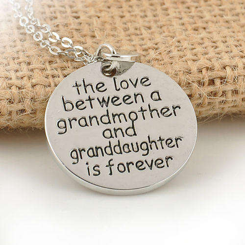 Ladies Sweet 925 Silver Plated  "GRANDMOTHER & GRANDDAUGHTER"  Necklace